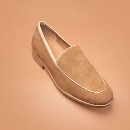 Sand Genuine Leather Suede Loafers | Iron Tailor