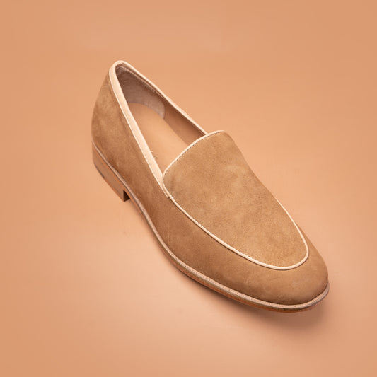 Sand Genuine Leather Suede Loafers | Iron Tailor