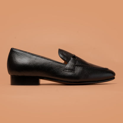 Black Buckle Loafers Side View | Iron Tailor