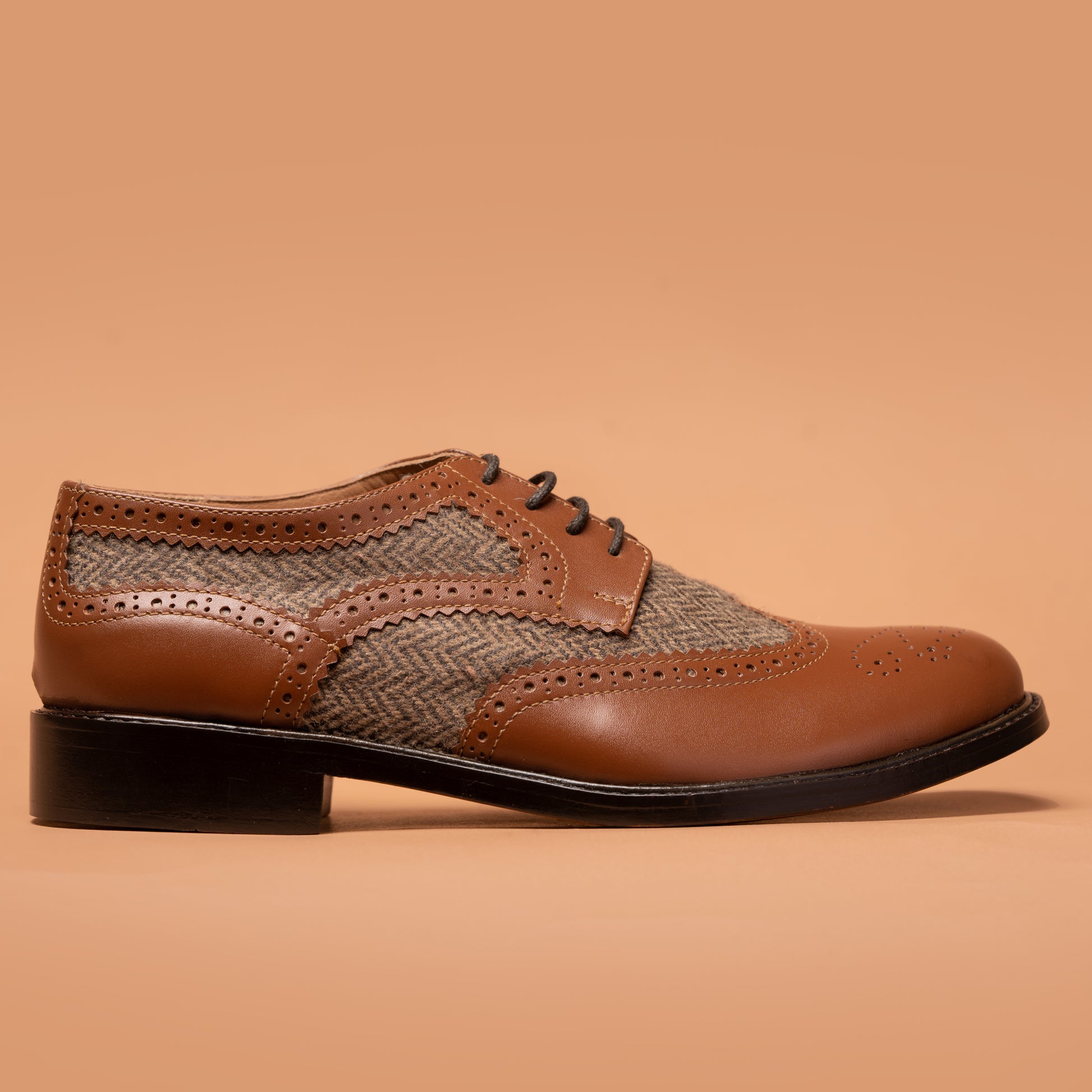 Brown Wingtip Brogue Leather Shoes Side View | Iron Tailor