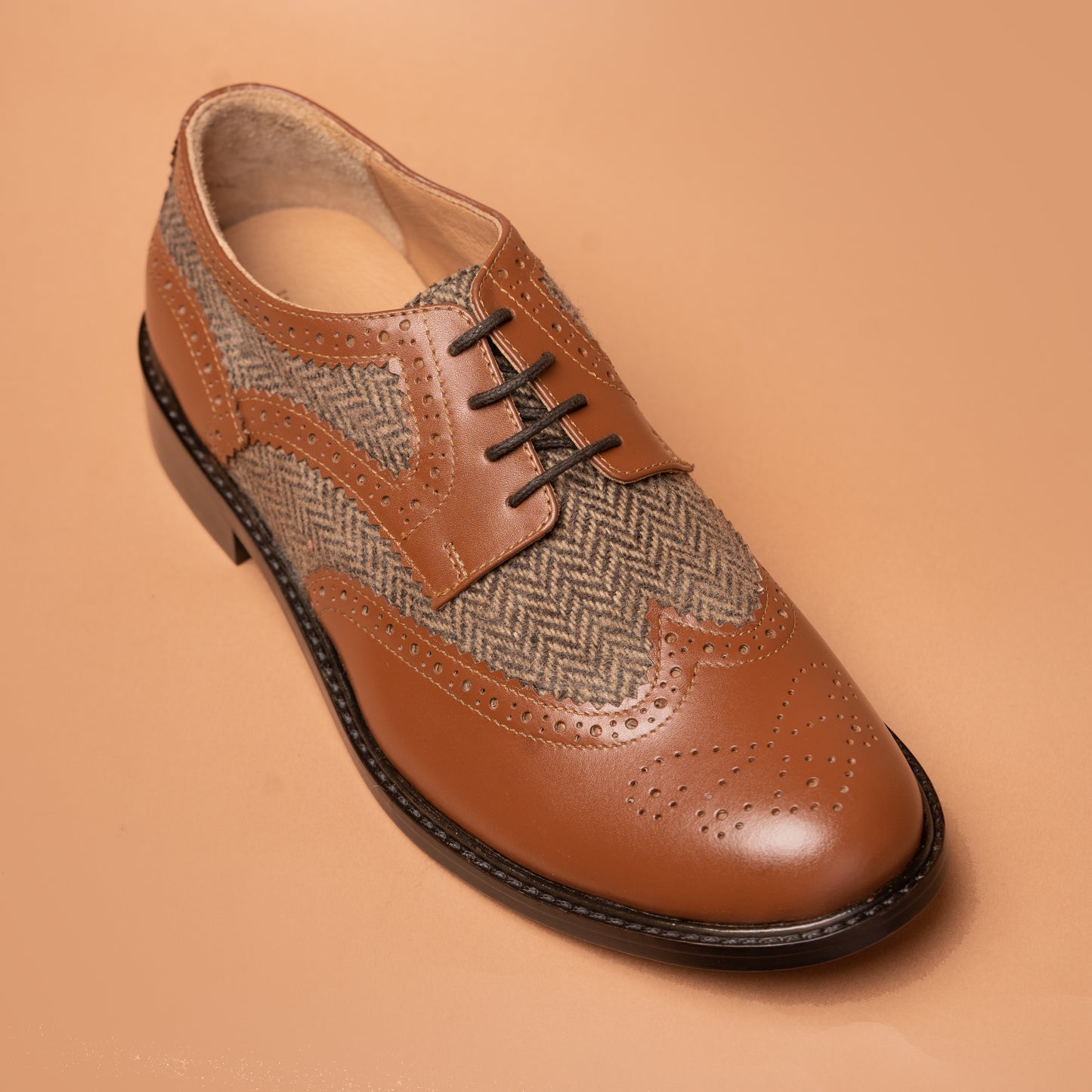 Brown Genuine Leather Wingtip Formal Shoes | Iron Tailor