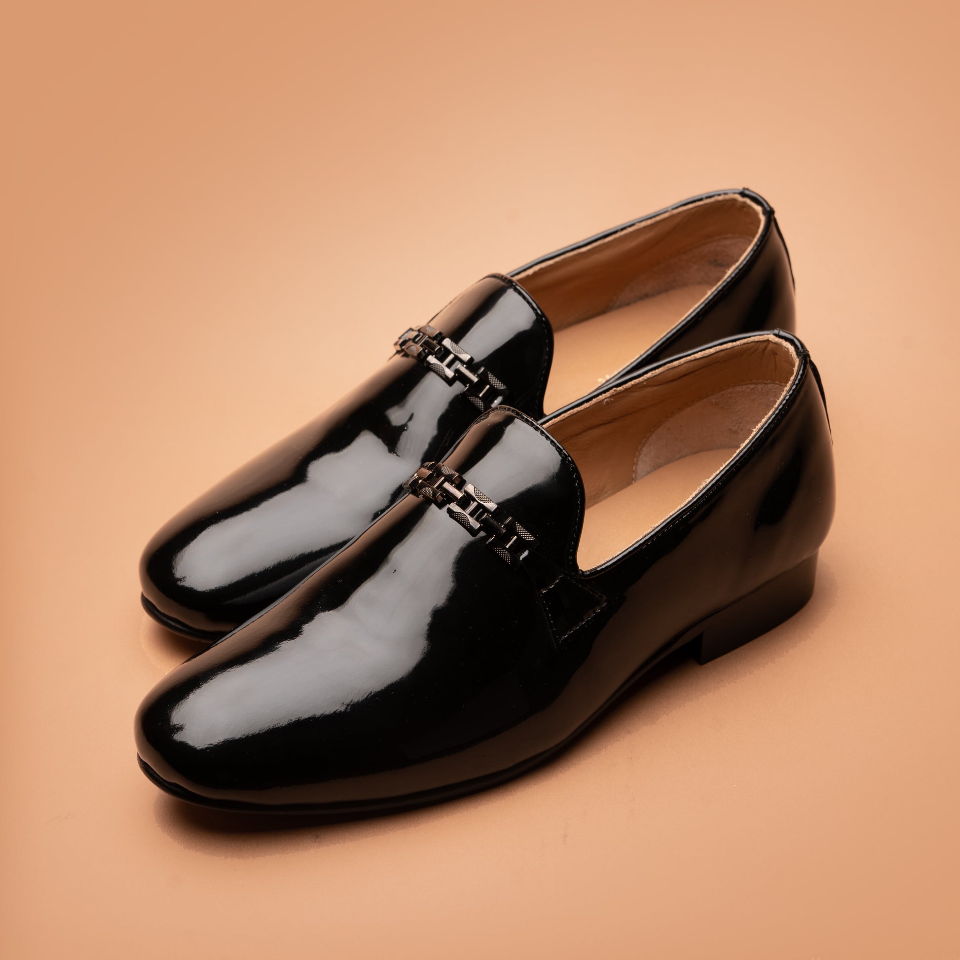 Black Chain Loafers Pair View | Iron Tailor