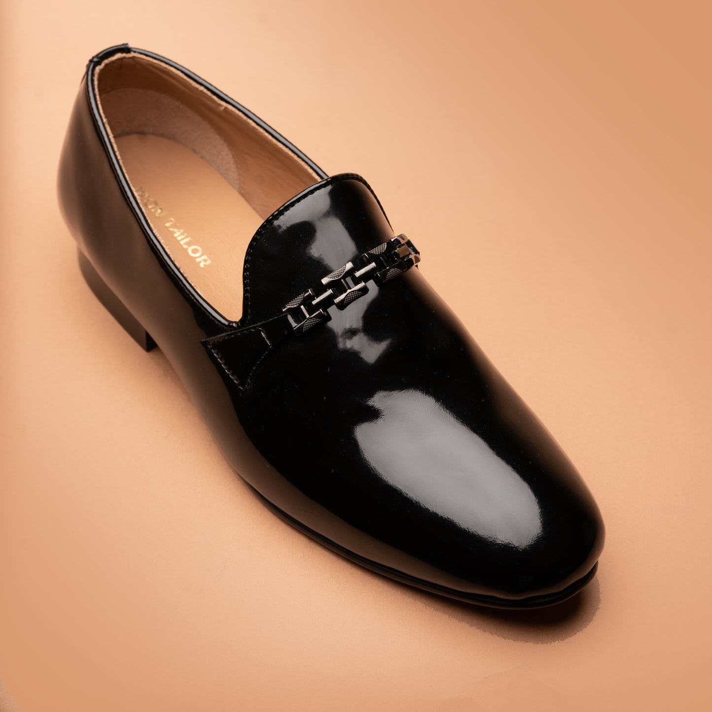Black Patent Leather Chain Loafers | Iron Tailor