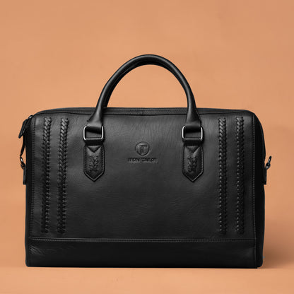 Braided Laptop Bag –  Black Laptop Bags For Men | Iron Tailor