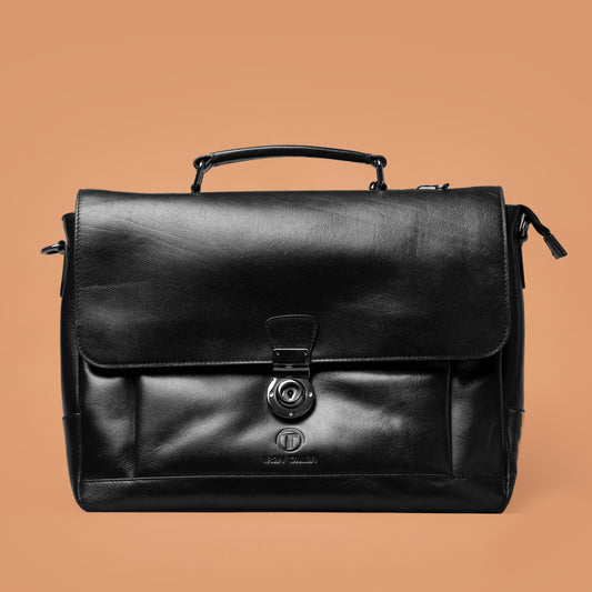 Laissez Faire Briefcase – Black Leather Briefcase For Men | Iron Tailor