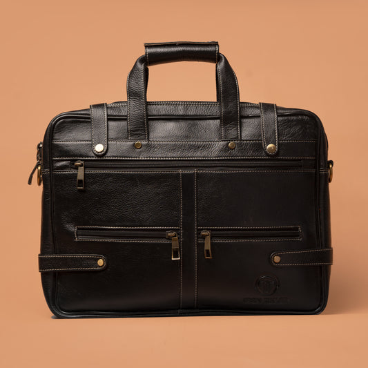 Multizip Laptop Bag – Black Laptop Bags For Men | Iron Tailor