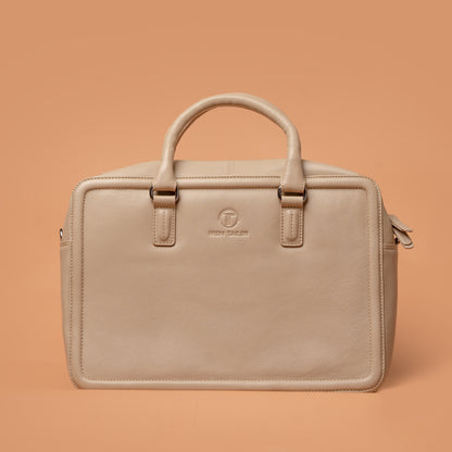 The Chest Laptop Bag in Beige for 15.6 Inch Laptop | Iron Tailor