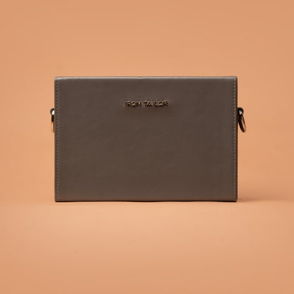 Clutch Box Bag  – Grey Leather Sling Bags For Ladies | Iron Tailor