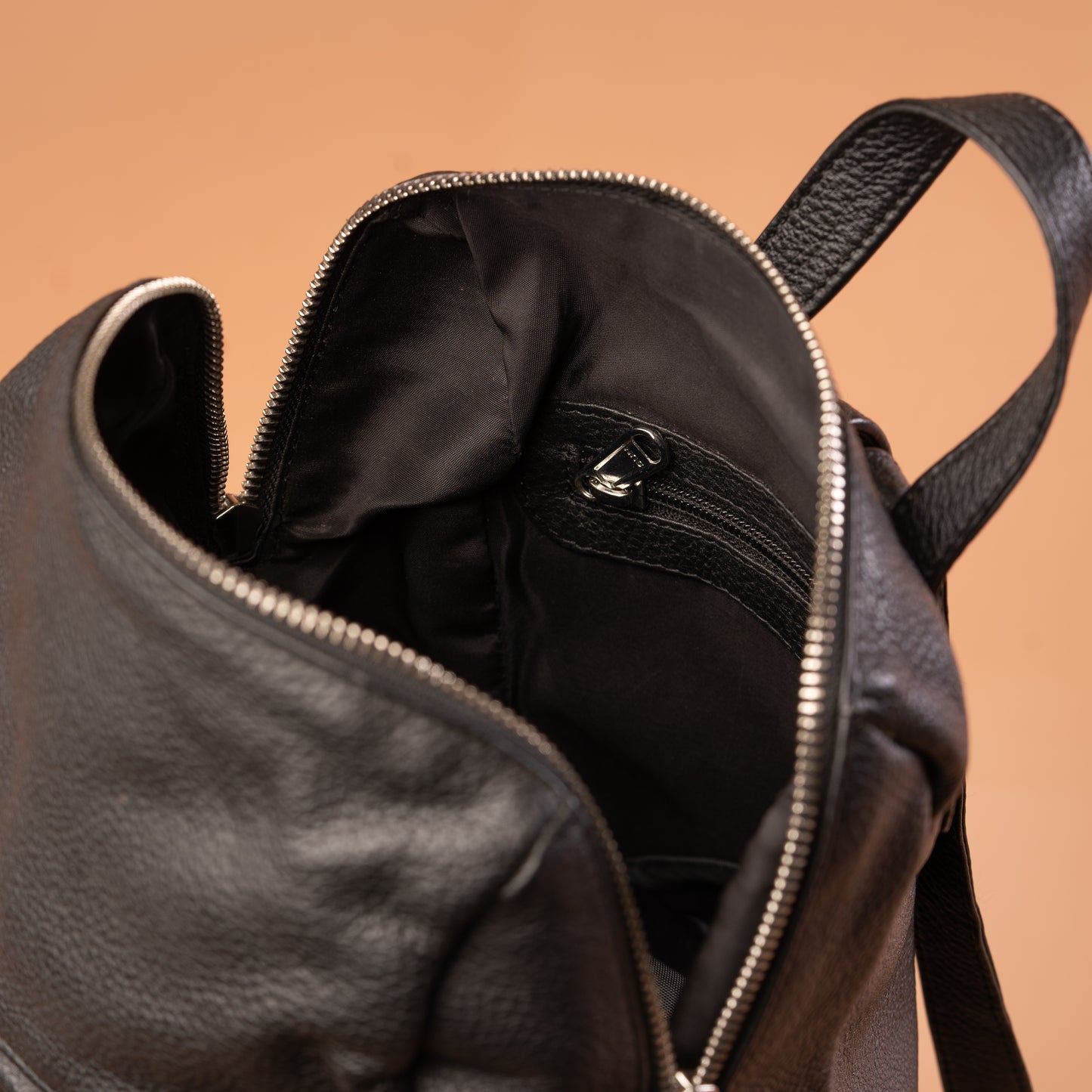 Black Genuine Leather Office Backpack Spacious Interior | Iron Tailor
