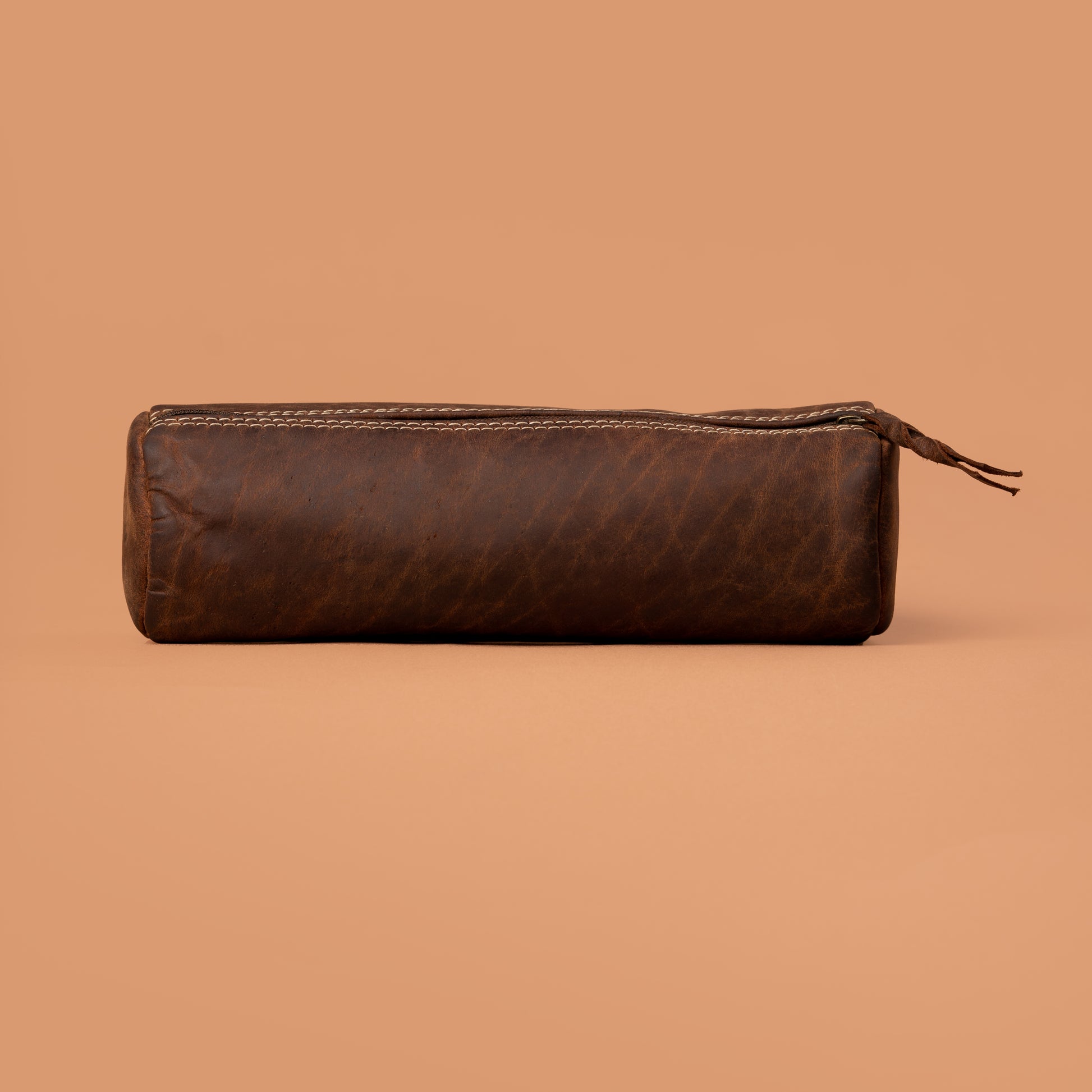 Brown Leather Pencil Box Side View | Iron Tailor