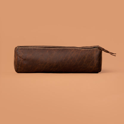 Brown Leather Pencil Box Side View | Iron Tailor