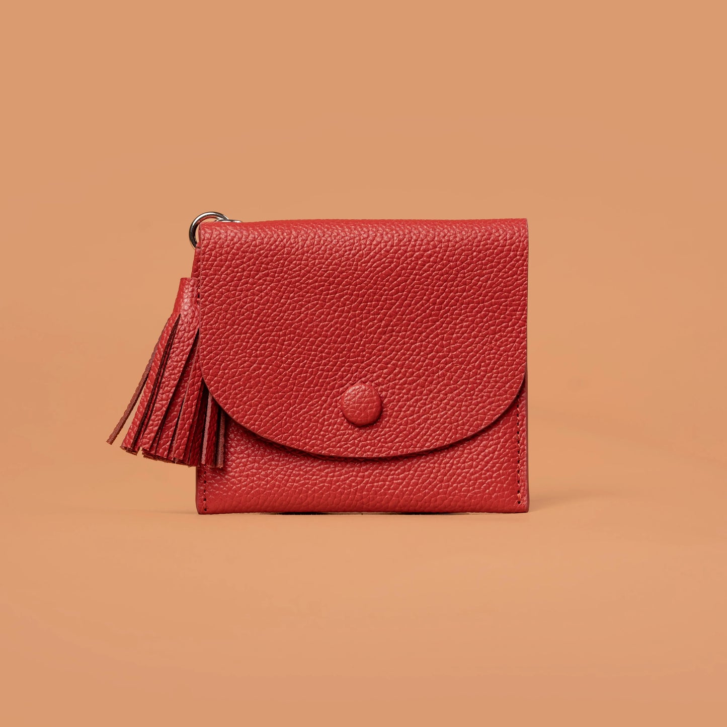 Tassel Touch Mini Red Leather Wallet | Iron Tailor