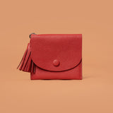 Tassel Touch Mini Red Leather Wallet | Iron Tailor