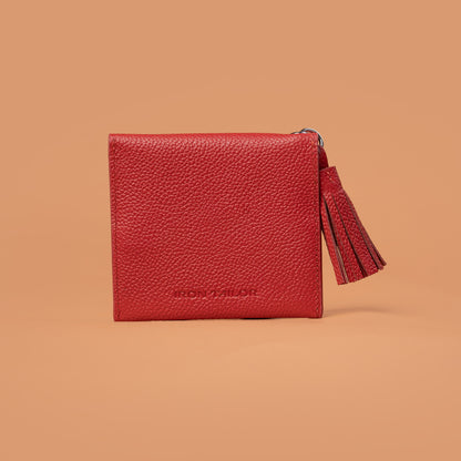 Tassel Touch Mini Red Leather Wallet Back View| Iron Tailor