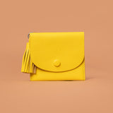 Yellow Leather Mini Wallet with Tassel | Iron Tailor
