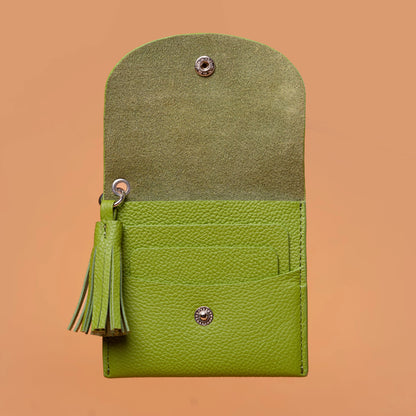 Tassel Touch Mini Green Wallet with Card Compartments | Iron Tailor