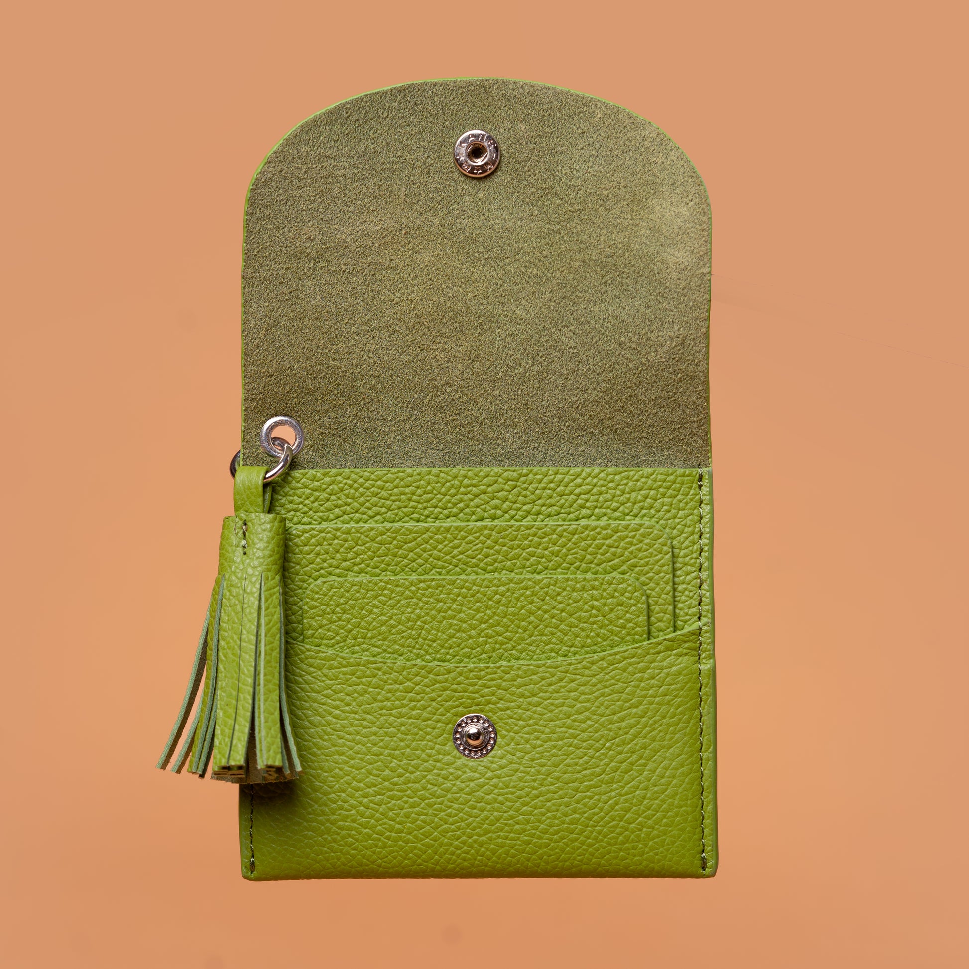 Tassel Touch Mini Green Wallet with Card Compartments | Iron Tailor