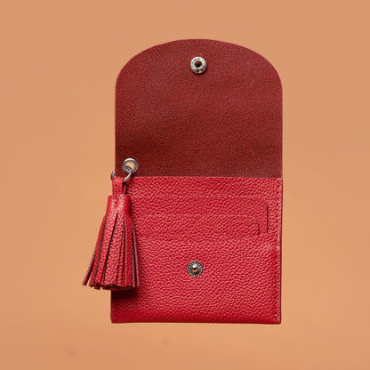 Red Leather Wallet with Snap Button Closure | Iron Tailor