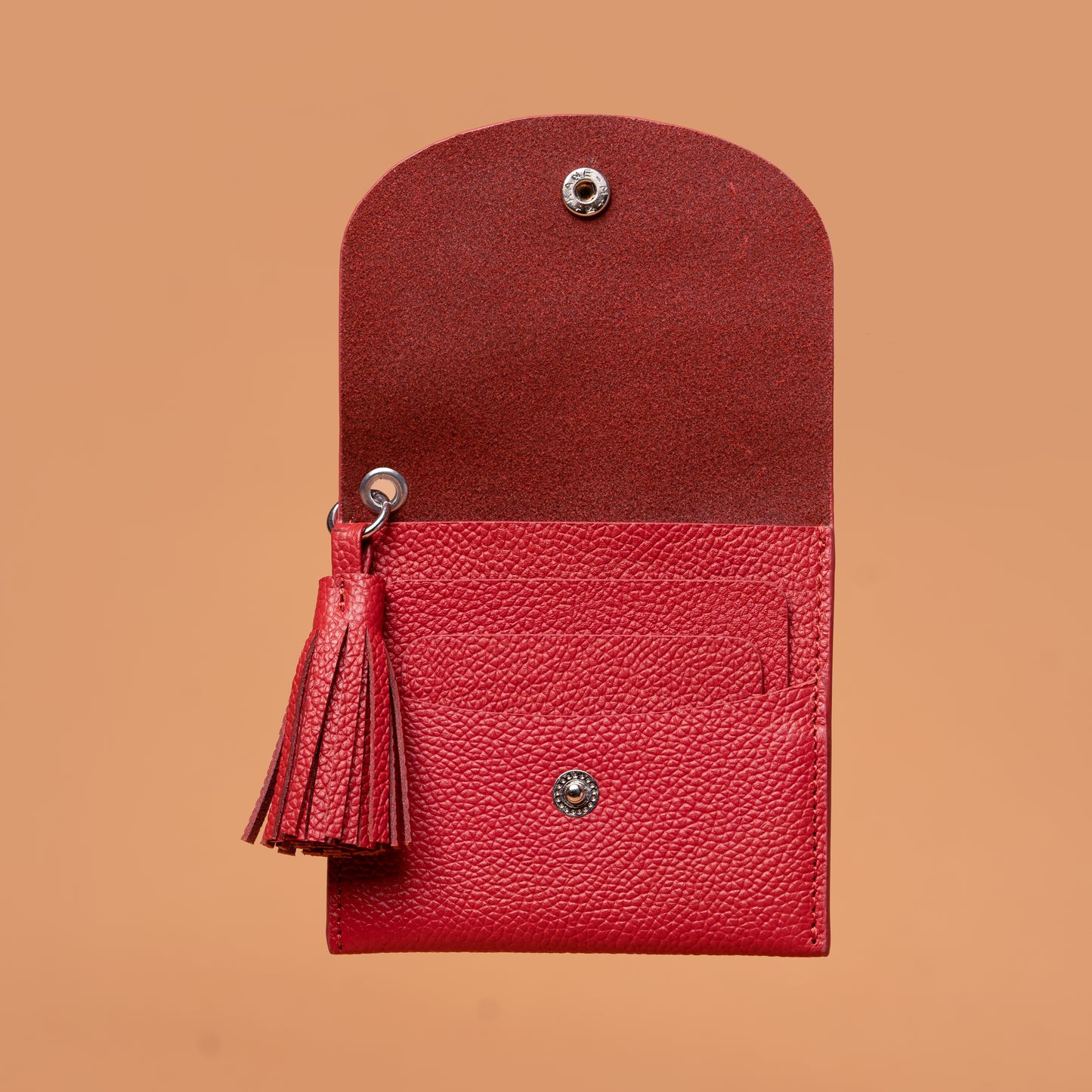 Tassel Touch Mini Red Wallet with Snap Closure | Iron Tailor