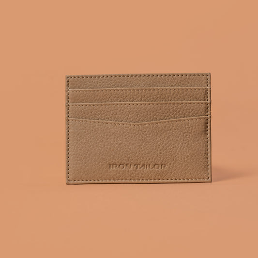 Beige Genuine Leather Card Holder  – Iron Tailor