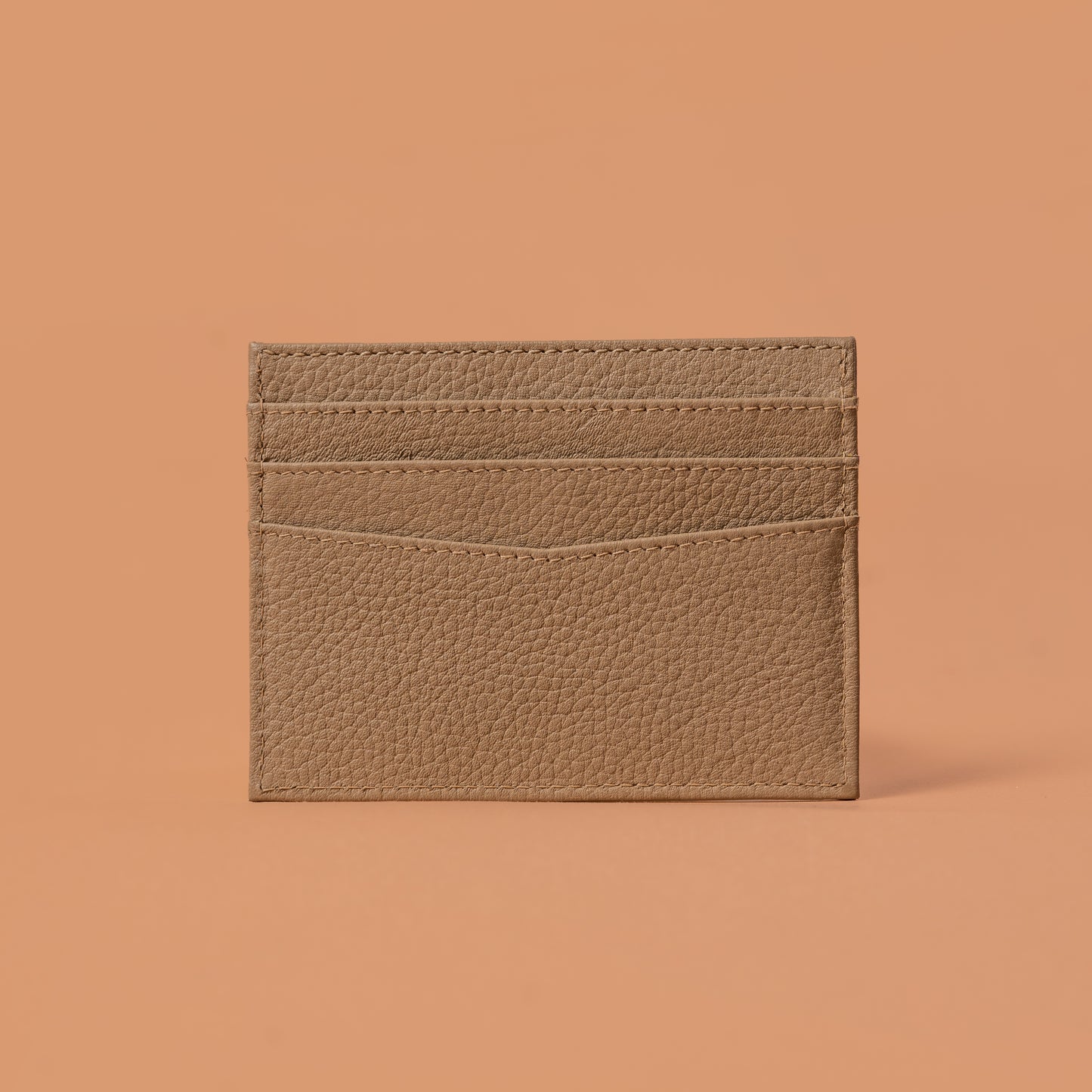 Beige Genuine Leather Card Holder Back View | Iron Tailor