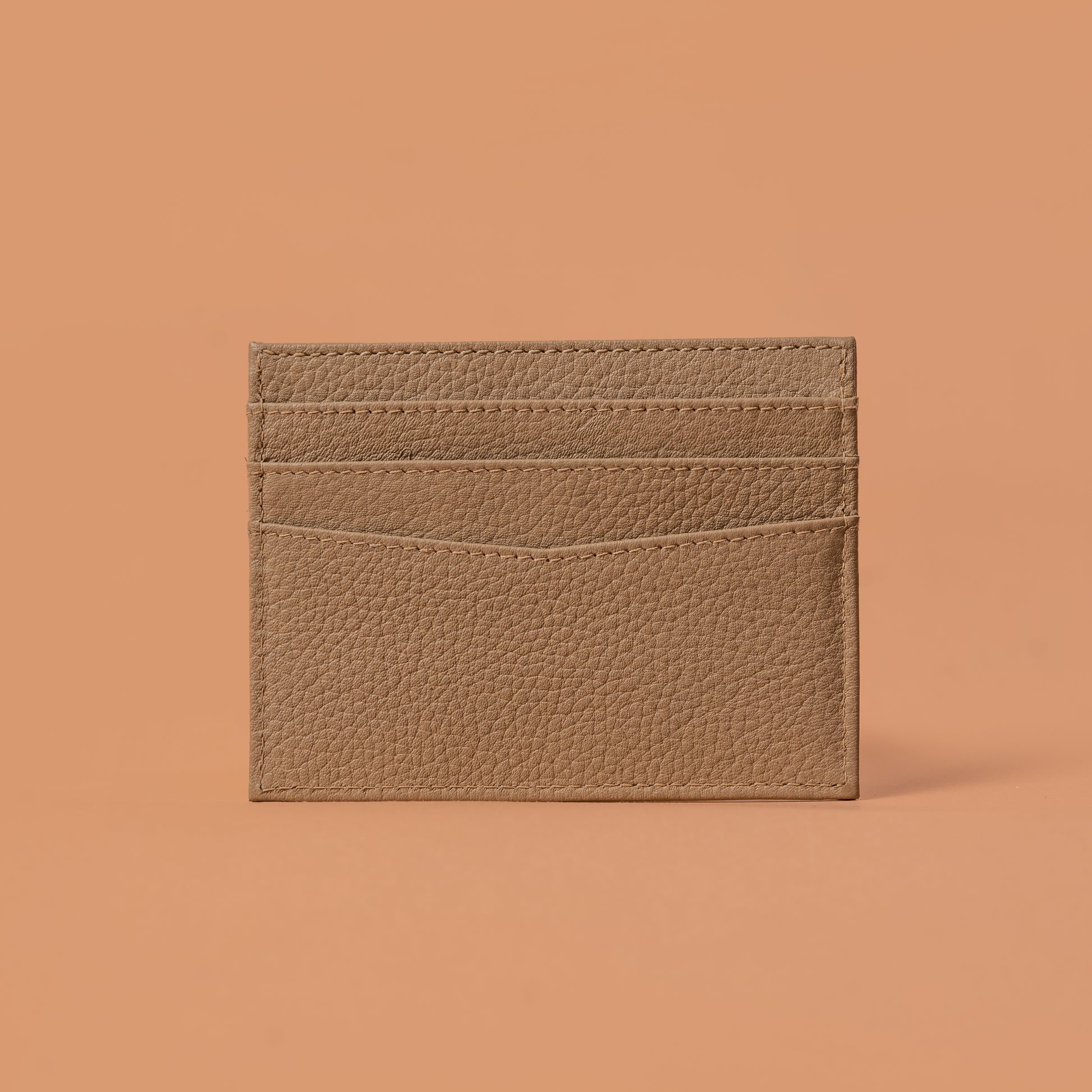 Beige Genuine Leather Card Holder Back View | Iron Tailor