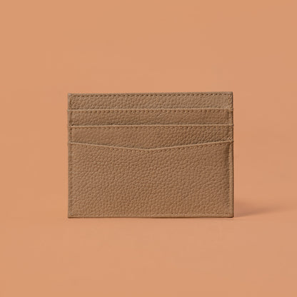 Beige Genuine Leather Card Holder Back View | Iron Tailor