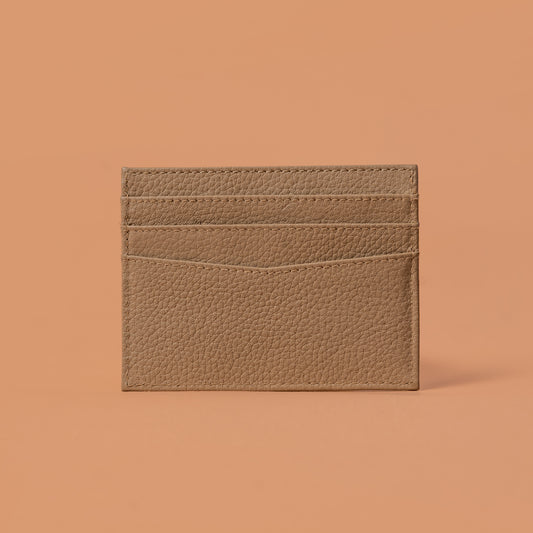 Beige Genuine Leather Card Holder Back View | Iron Tailor