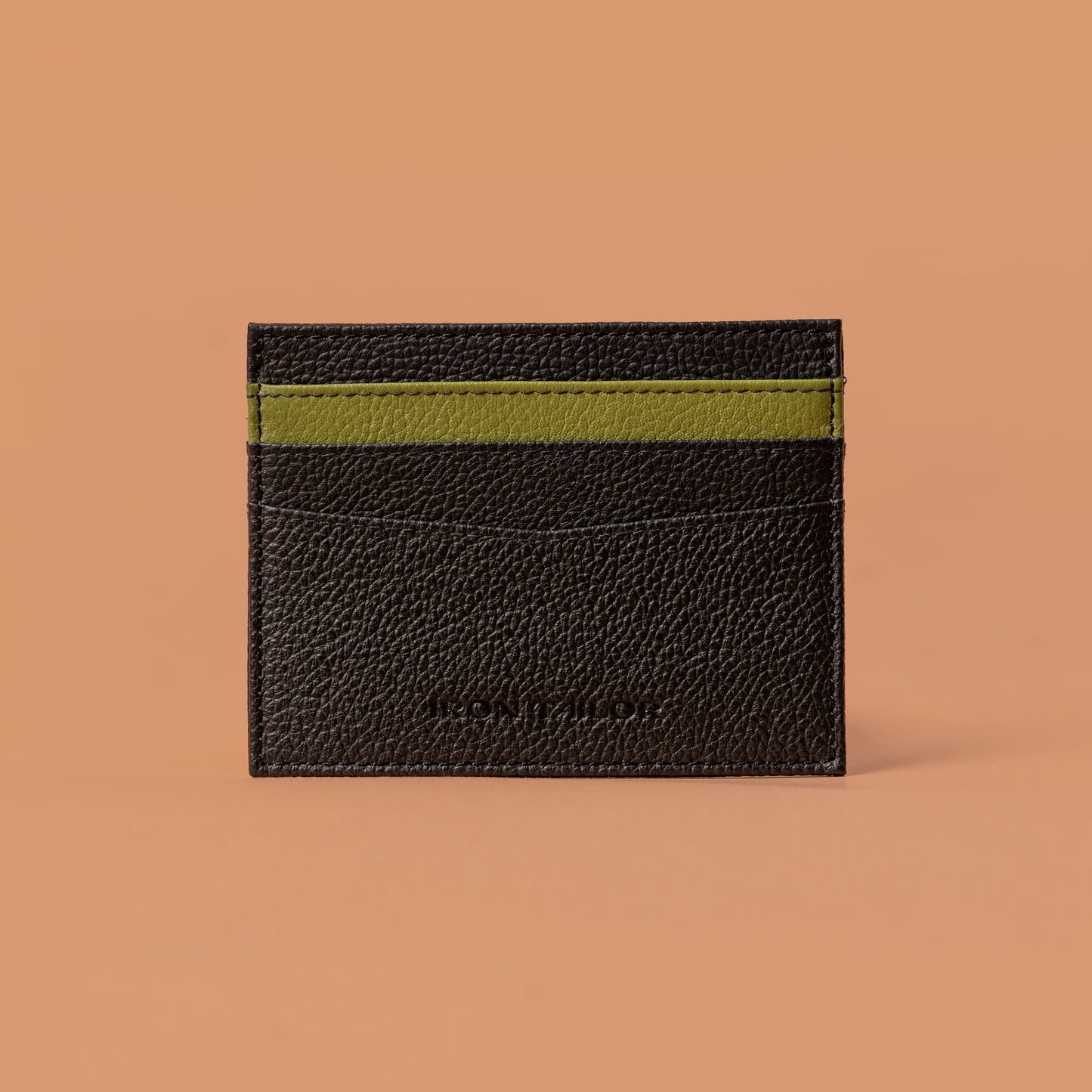 Sleek Card Case Black Green – Leather Card Holder For Men | Iron Tailor