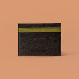 Sleek Card Case Black Green – Leather Card Holder For Men | Iron Tailor