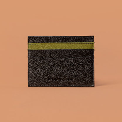 Sleek Card Case Black Green – Leather Card Holder For Men | Iron Tailor