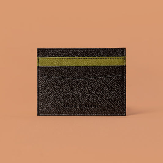 Sleek Card Case Black Green – Leather Card Holder For Men | Iron Tailor
