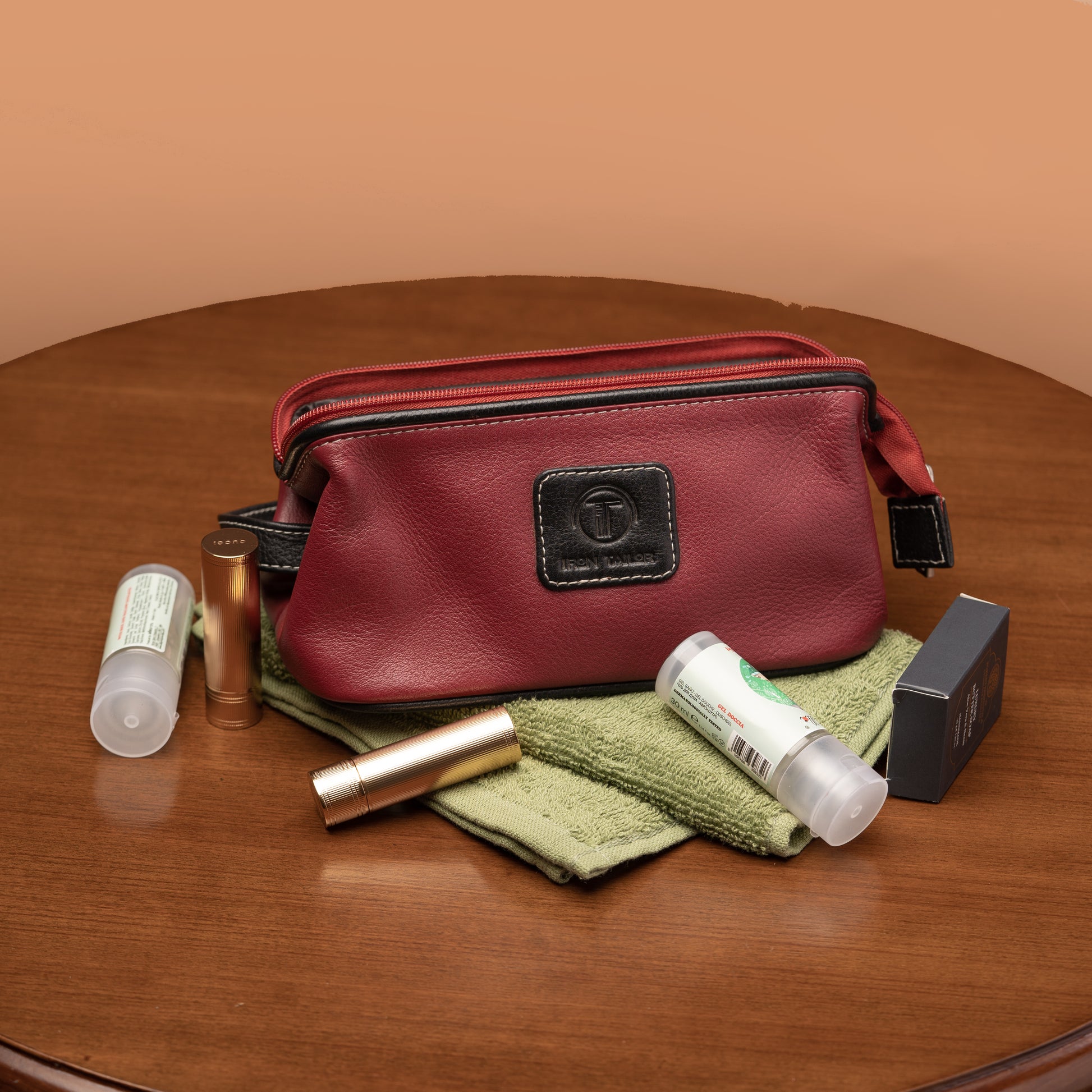 Premium Leather Travel Toiletry Bag with Essentials | Iron Tailor