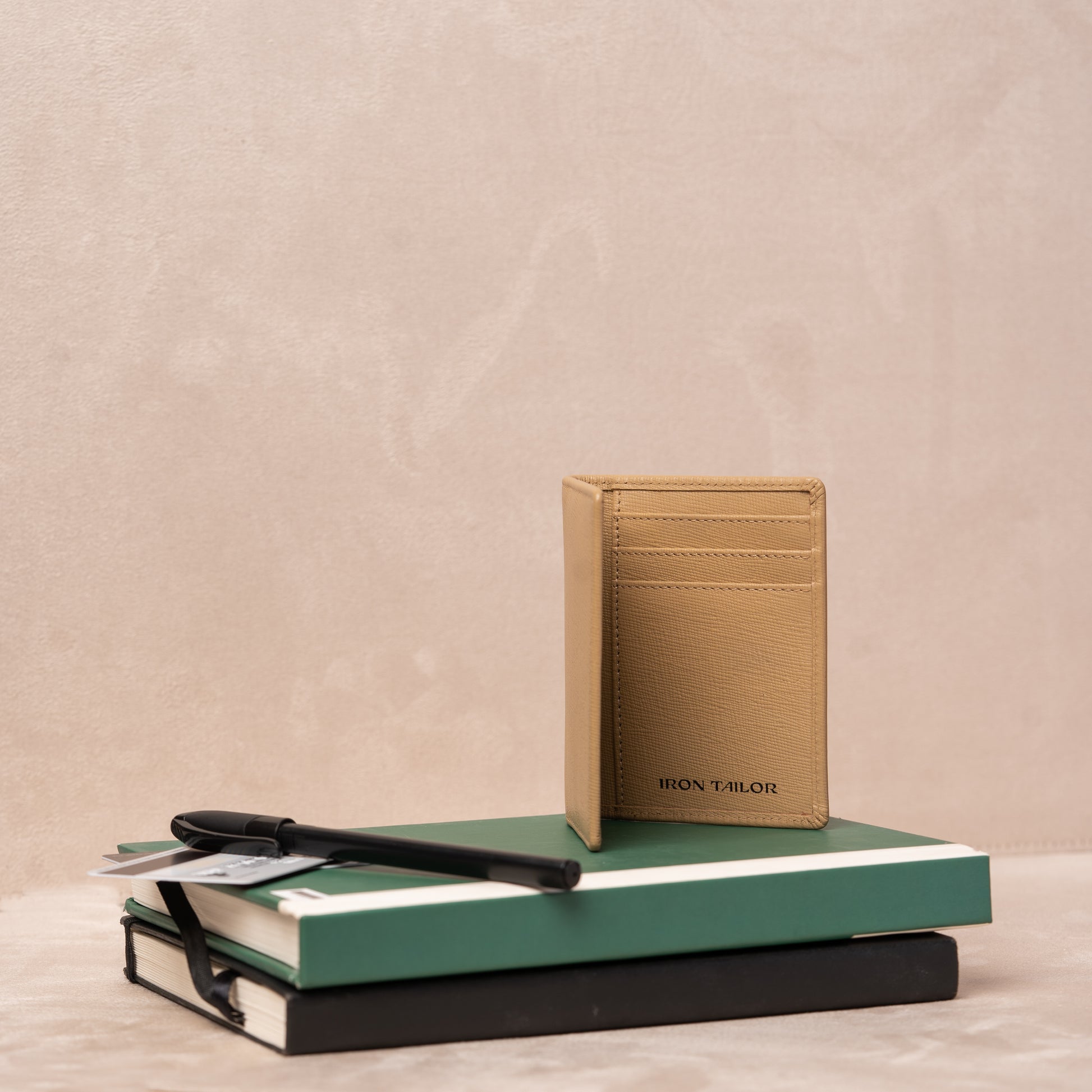 imeless Beige Slim Fold Card Case for Everyday Carry | Iron Tailor
