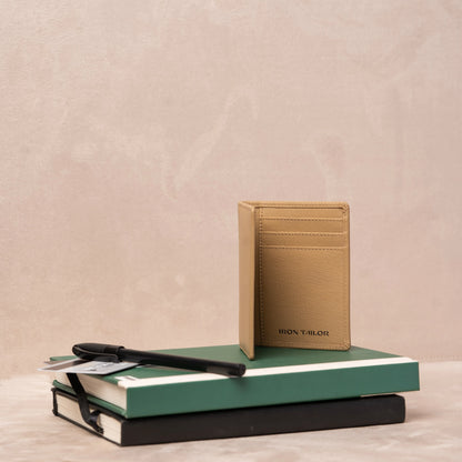 Timeless Beige Slim Fold Card Case for Everyday Carry  - Leather Card Holder| Iron Tailor