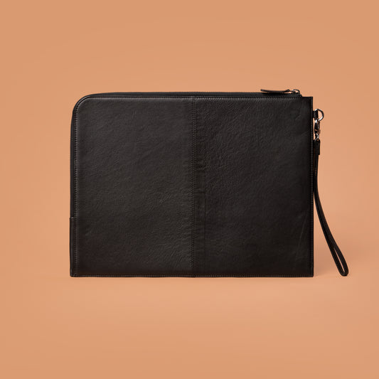 Braided Laptop Sleeve Back View – Black Laptop Cover | Iron Tailor