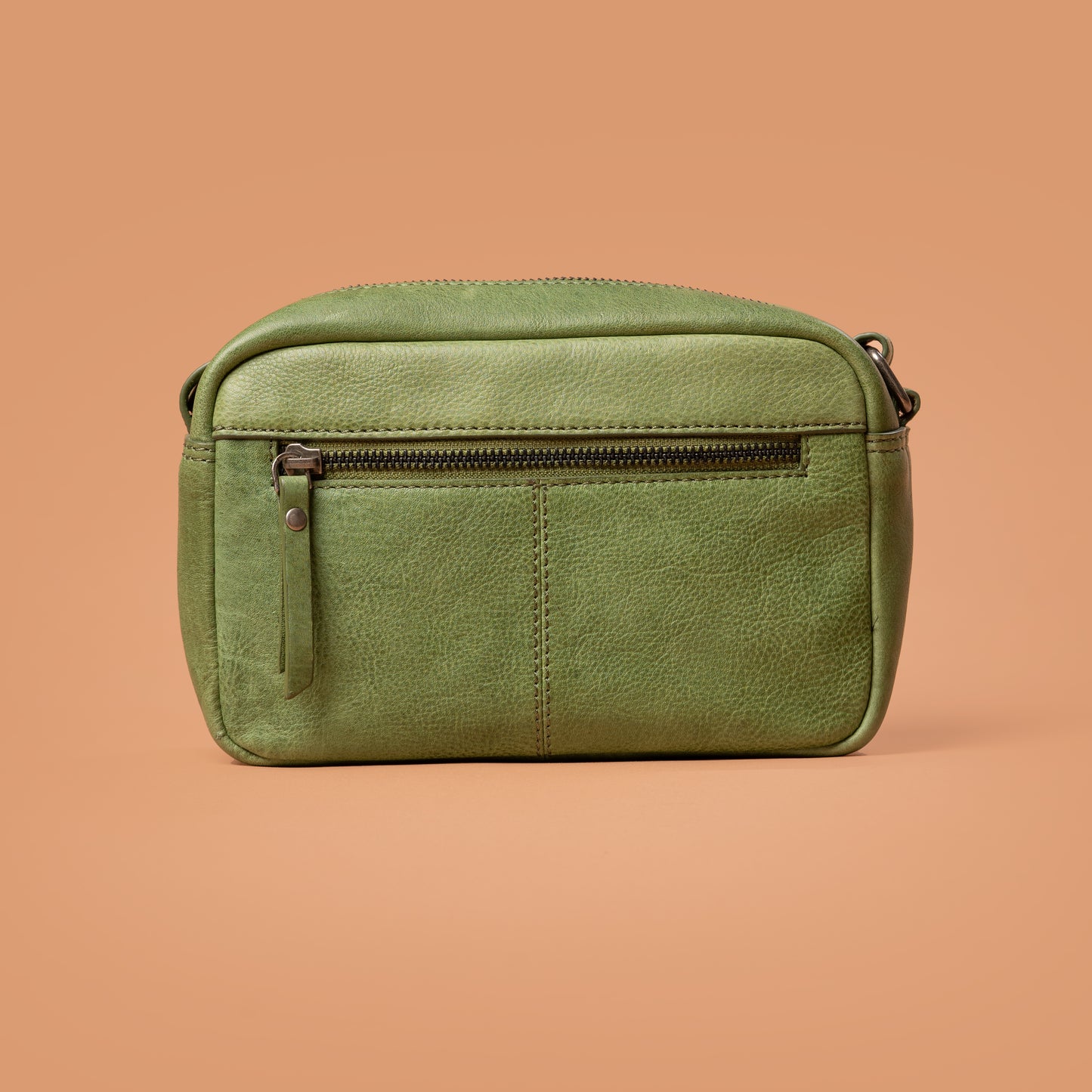Adore Vixen Sling Bag Green Leather Back View | Iron Tailor
