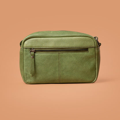 Adore Vixen Sling Bag Green Leather Back View | Iron Tailor
