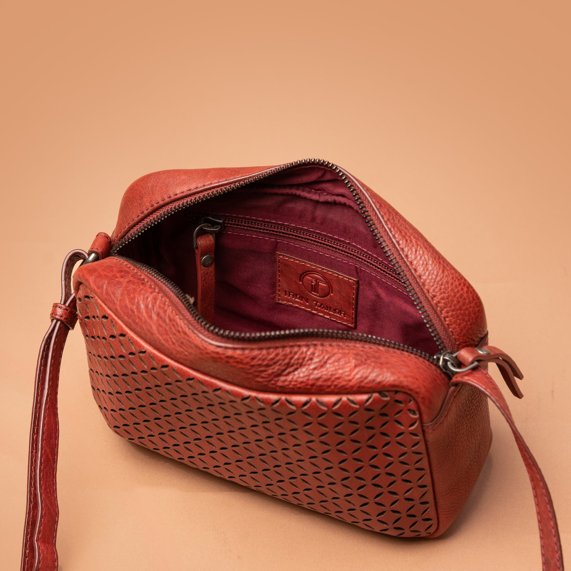 Adore Vixen Sling Bag Red Interior Storage View | Iron Tailor