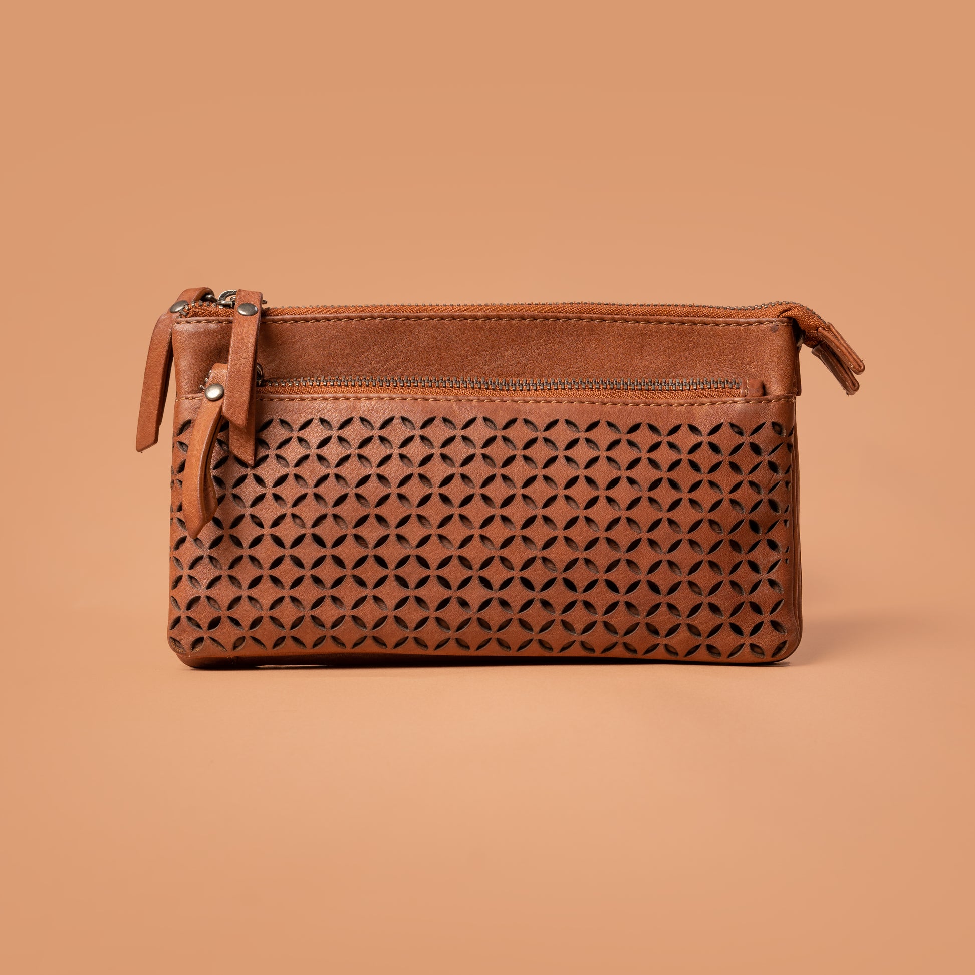 Brown Woven Genuine Leather Sling Bag for Women | Iron Tailor