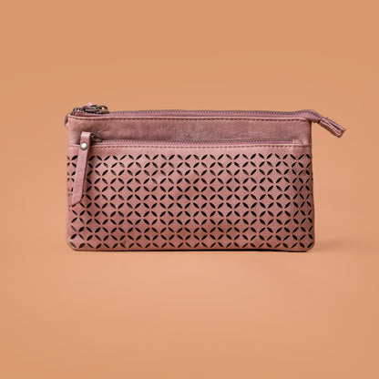 Mauve Woven Genuine Leather Sling Bag for Women | Iron Tailor