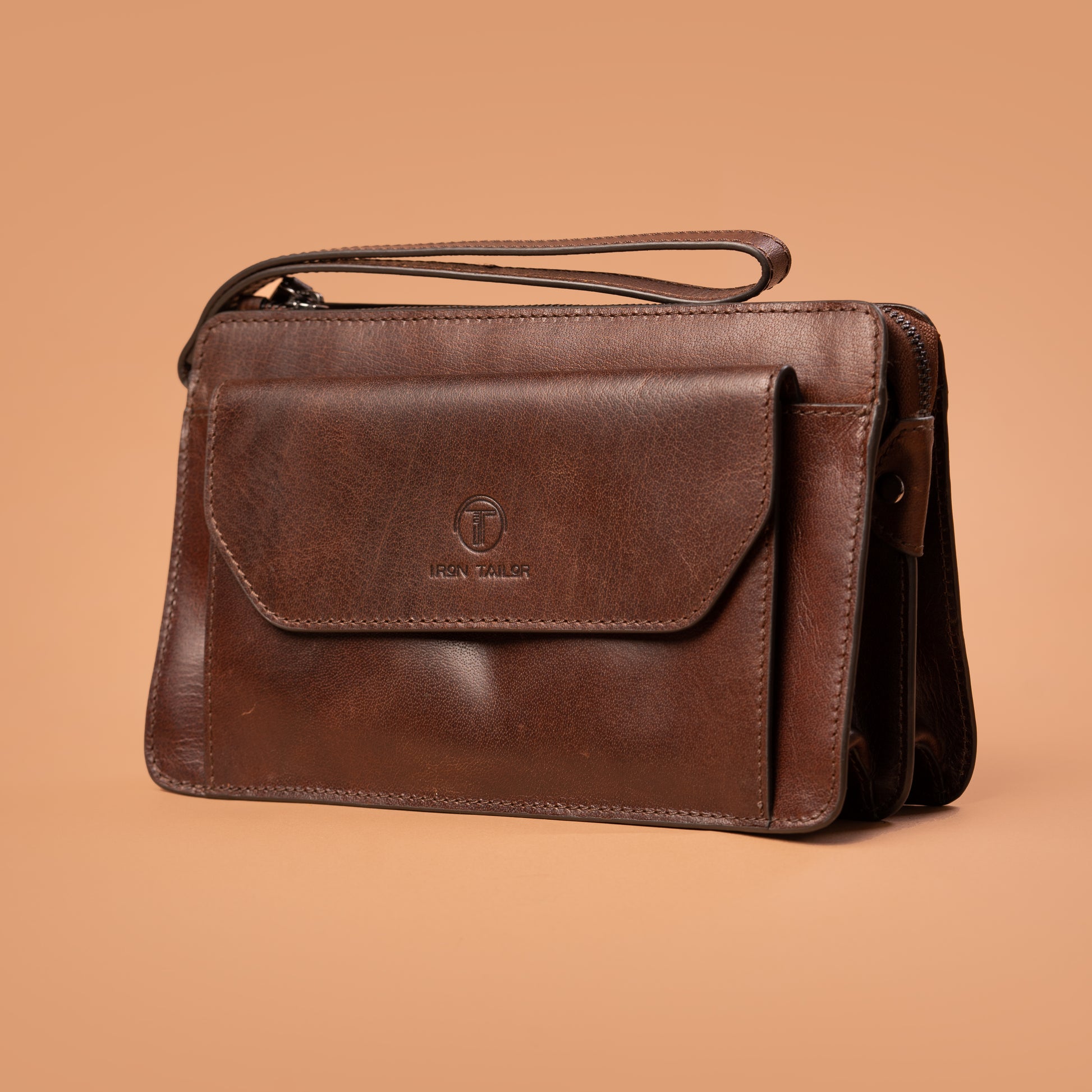 Genuine Leather Travel Wallet with Front Flap Pocket | Iron Tailor