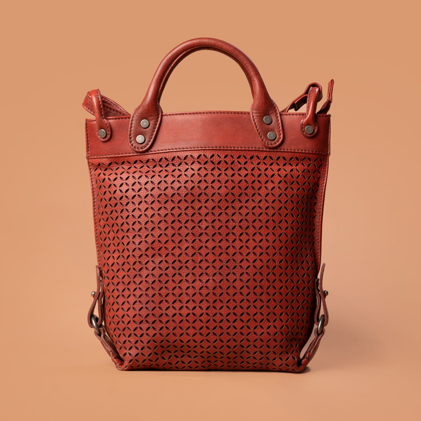Maverick Hand Bag in Red Genuine Leather | Iron Tailor
