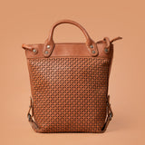 Maverick Hand Bag in Tan with Woven Leather Design | Iron Tailor