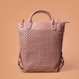 Maverick Hand Bag in Pink with Woven Leather Pattern | Iron Tailor