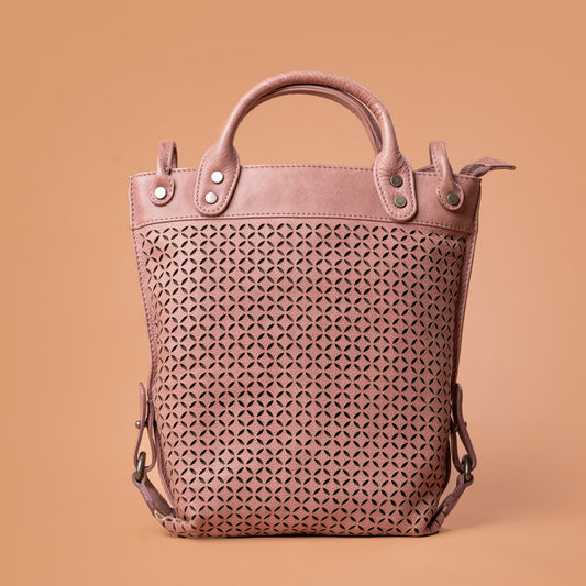 Maverick Hand Bag in Pink with Woven Leather Pattern | Iron Tailor