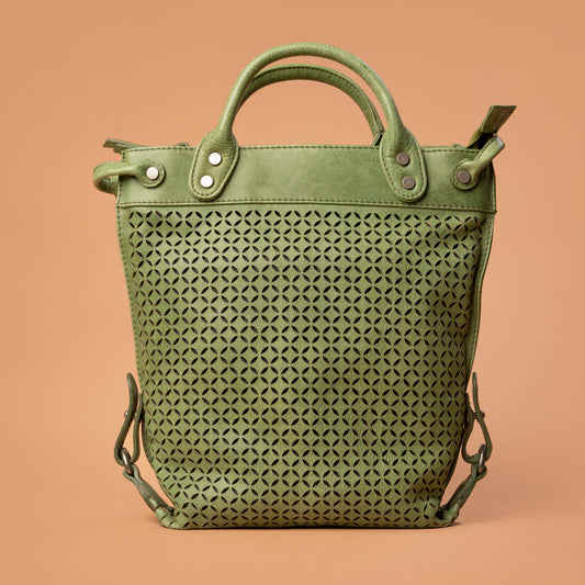 Maverick Hand Bag in Green with Woven Front Design | Iron Tailor
