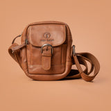 Tan Genuine Leather Nighter Sling Bag Front View | Iron Tailor