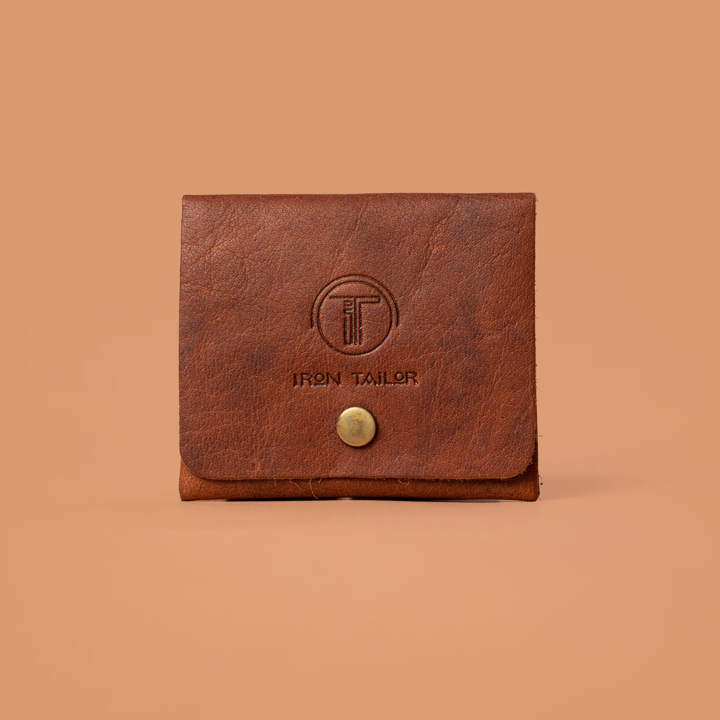 Snap Button Card Holder – Brown Leather Card Holder For Men | Iron Tailor
