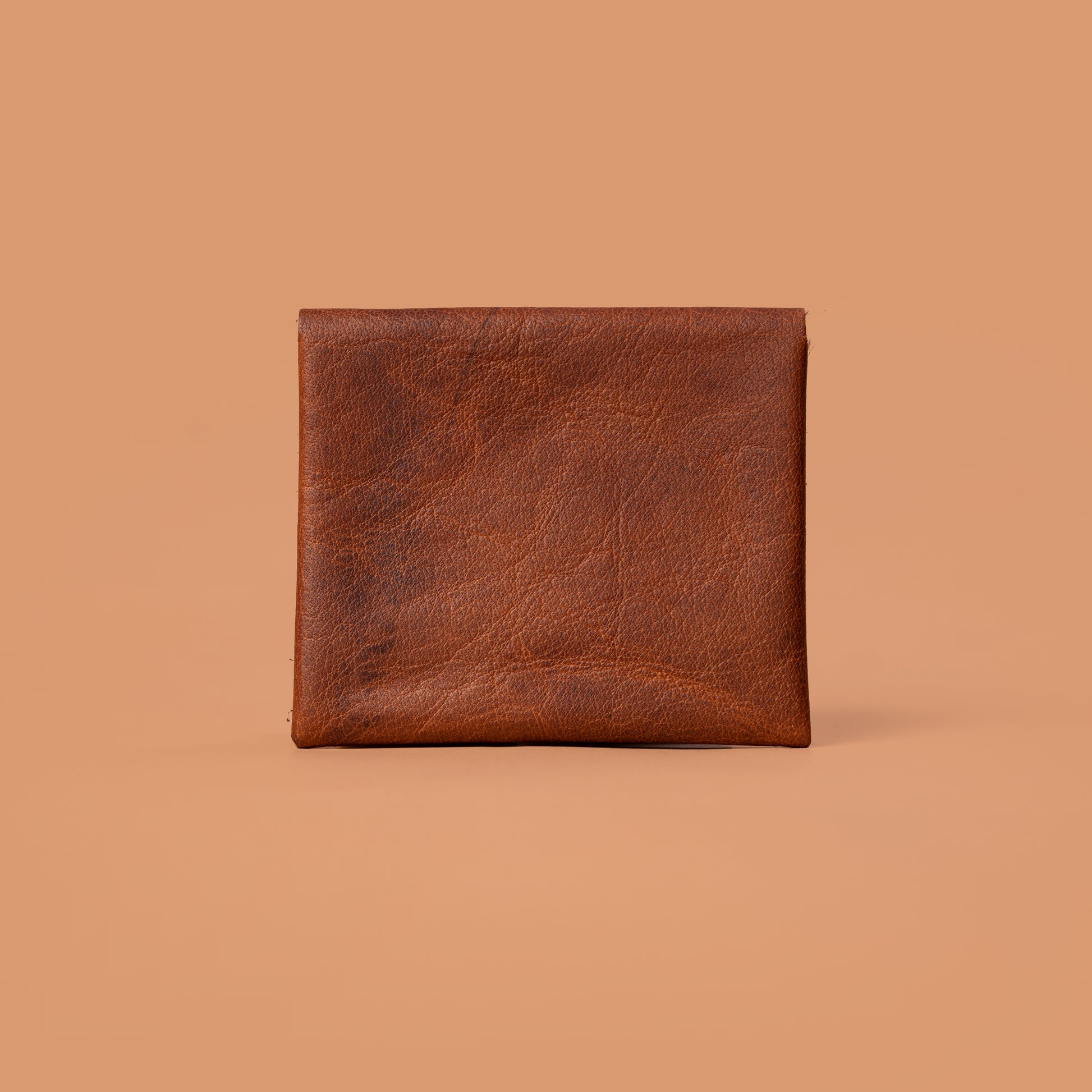 Brown Genuine Leather Snap Button Card Holder Back View | Iron Tailor